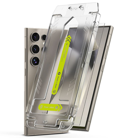 Ringke Easy Slide Protetor de ecrã para Samsung Galaxy S24 Ultra S928, proteção de vidro, cola total, conjunto de 2 peças