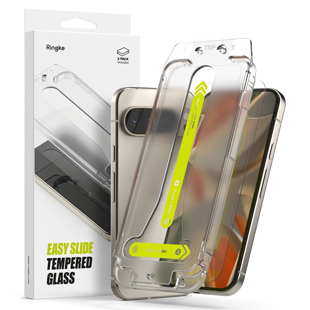 Película Protetora de Ecrã Ringke Easy Slide para Google Pixel 9 Pro XL, Vidro Temperado, Colagem Total, Conjunto de 2 Peças