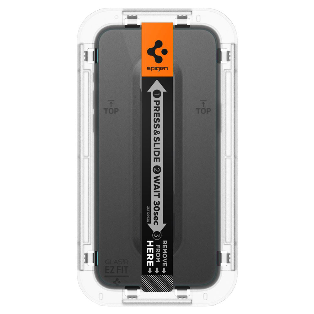 Película Protetora de Ecrã Spigen GlastR EZ FIT para Apple iPhone 15 Pro Max, Vidro Temperado, Colagem Total, Conjunto de 2 peças AGL06872