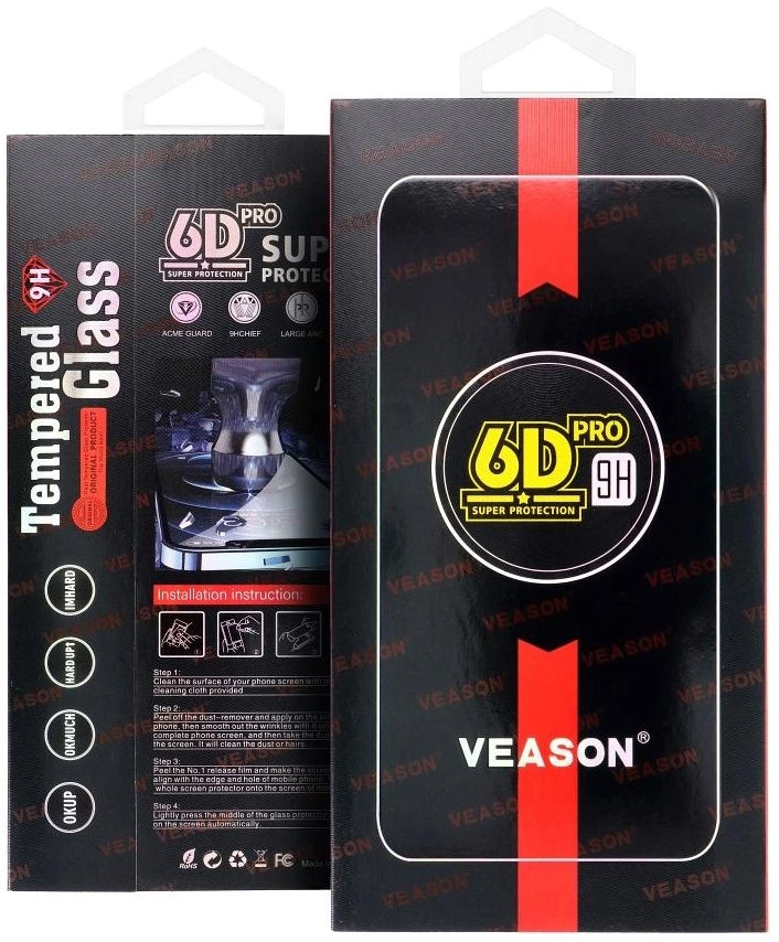 Película protetora de ecrã Veason PRO para Motorola Moto E32s / E22s / E32 / G22, Vidro Temperado, Cola Total, 6D, Preta