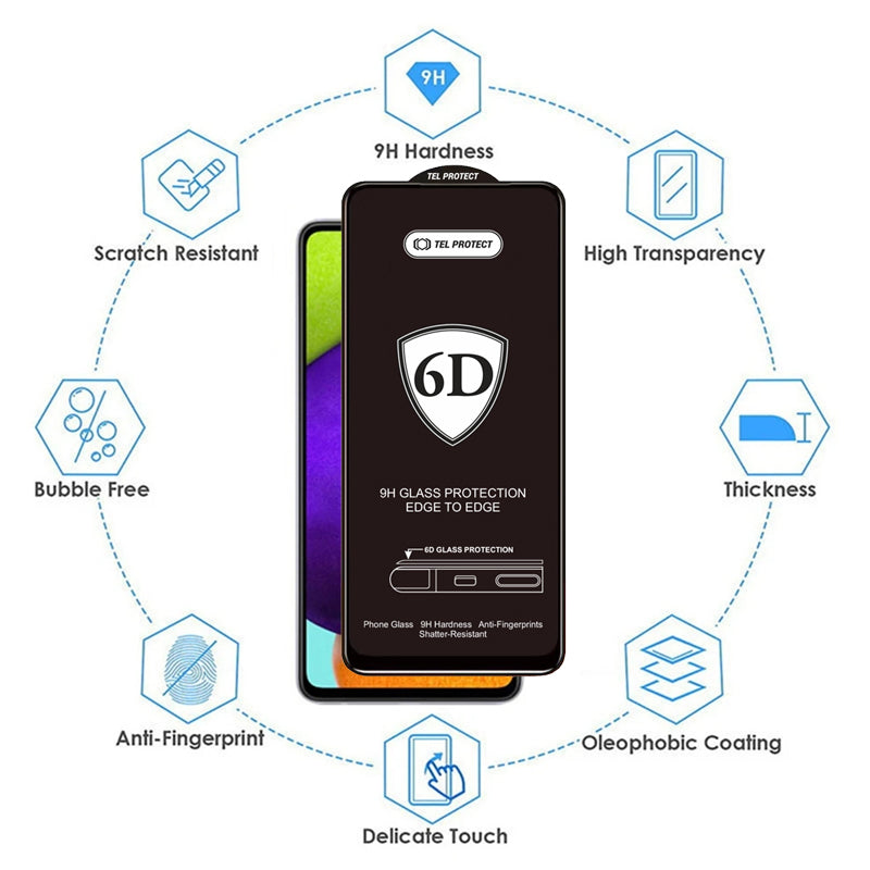 Película protetora de ecrã OEM para Samsung Galaxy S26 S942, Vidro Temperado, Cola Total, 6D, Preta