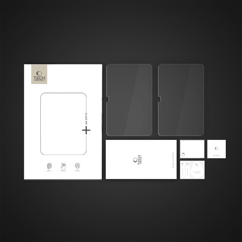 Película Protetora de Ecrã Tech-Protect FIT+ para Samsung Galaxy Tab S10 FE+, Vidro Temperado, Colagem Total, Conjunto de 2 peças, 2.5D