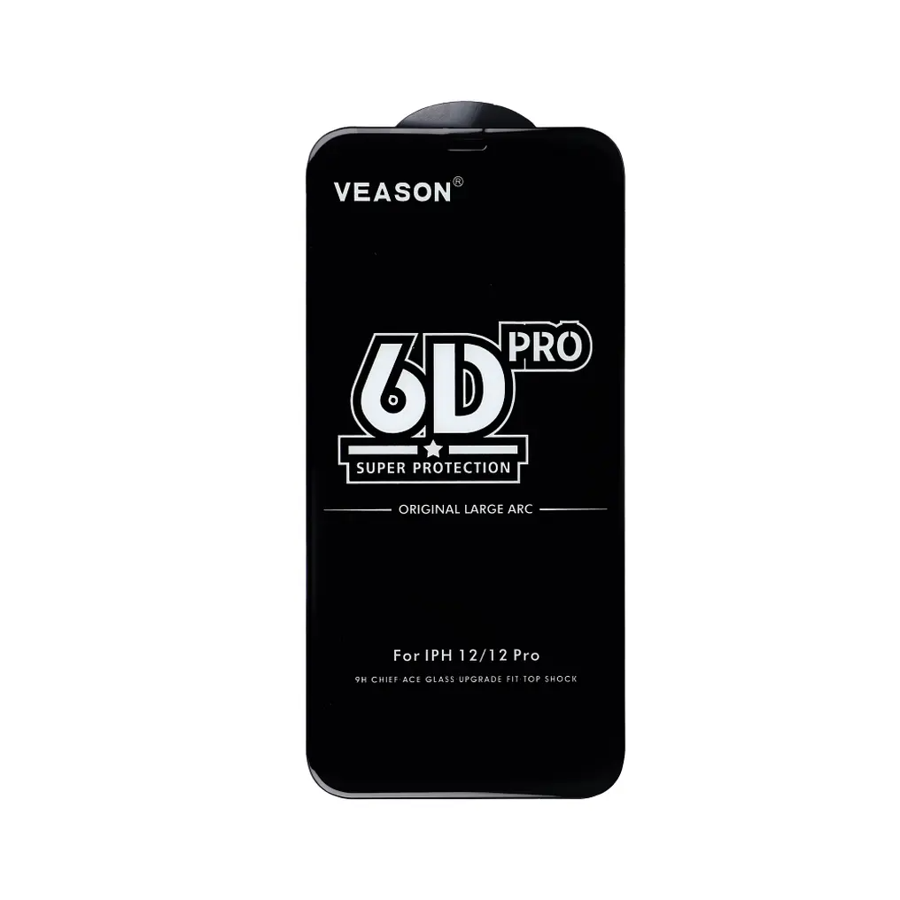 Película protetora de ecrã Veason PRO para Apple iPhone 17 / 16 Pro, Vidro Temperado, Cola Total, 6D, Preta