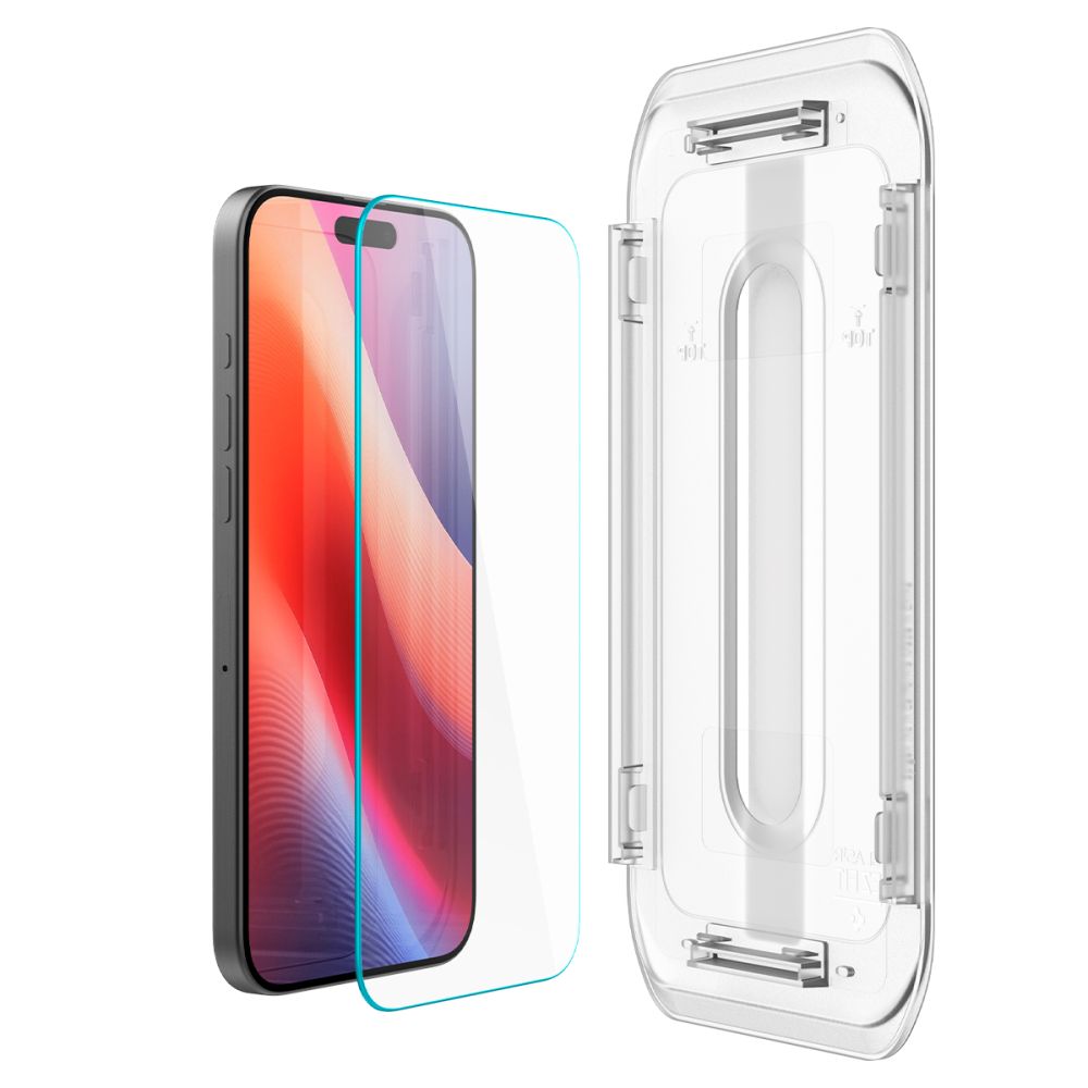 Película Protetora de Ecrã Spigen GlastR EZ FIT para Apple iPhone 17 Pro / 17 / 16 Pro, Vidro Temperado, Colagem Total, Conjunto de 2 Peças