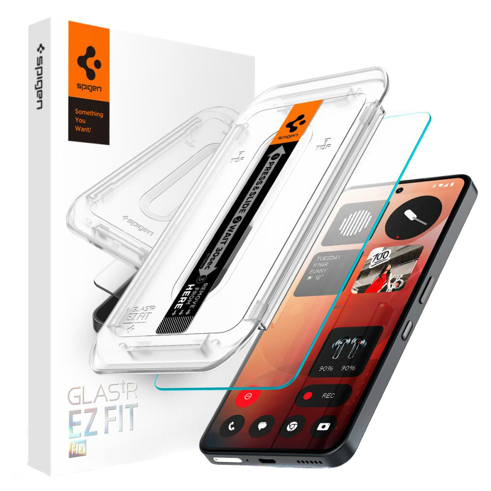 Película Protetora de Ecrã Clear Spigen GlastR EZ FIT para Nothing Phone (3a) / Phone (3a) Pro, Vidro Temperado, Full Glue AGL09429