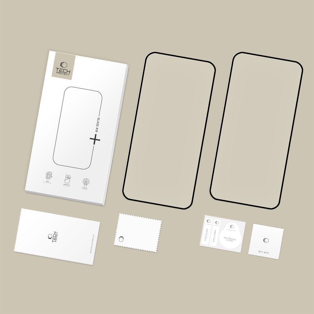 Película Protetora de Ecrã Tech-Protect FIT+ para Xiaomi Redmi Note 15 Pro 5G, Vidro Temperado, Full Glue, Conjunto de 2 peças, 2.5D, Preta