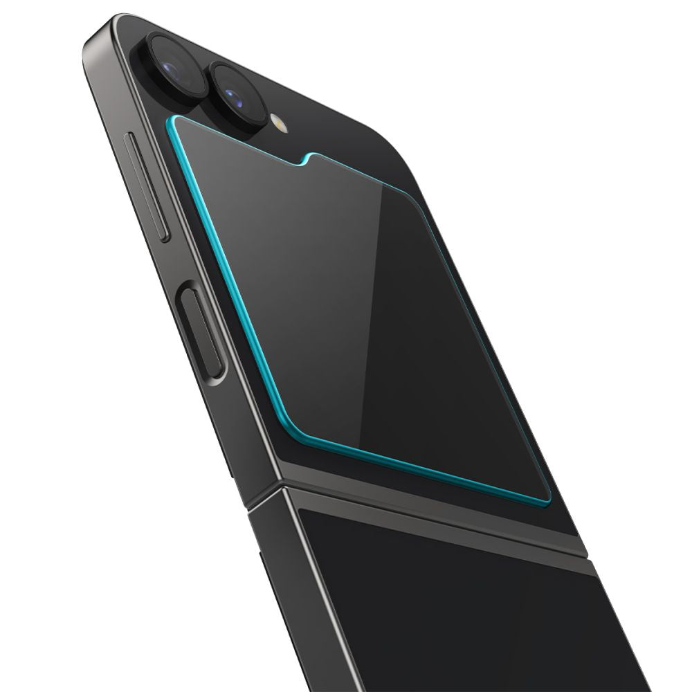 Película Protetora de Ecrã Exterior Spigen GlastR EZ FIT para Samsung Galaxy Z Flip6 F741, Vidro Temperado, Colagem Total, Conjunto de 2 peças AGL07972