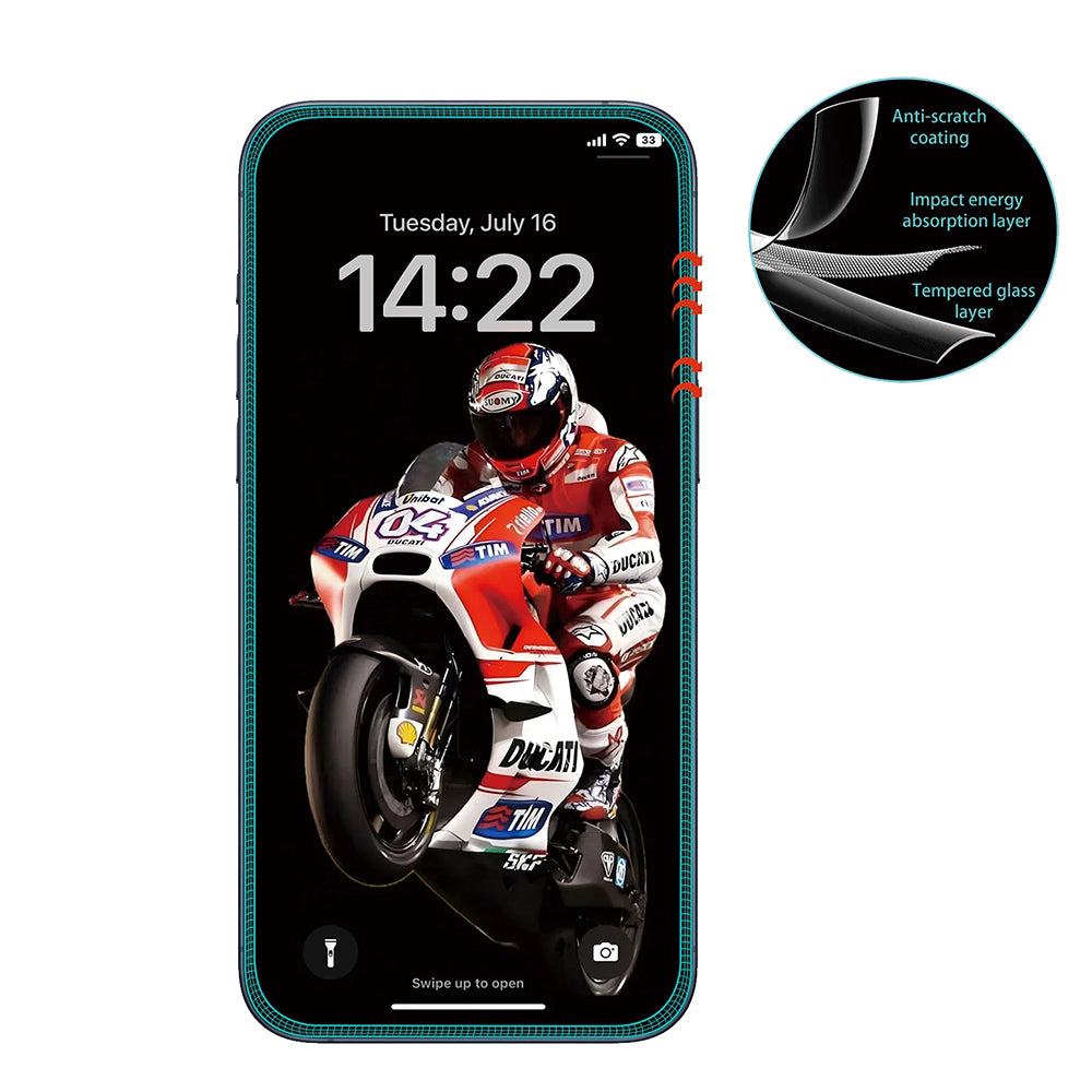 Película Protetora de Ecrã Anank 5X Reforçada Anti Quebra para Apple iPhone 17 Pro, Vidro Temperado, Cola Completa, 3D, Preta