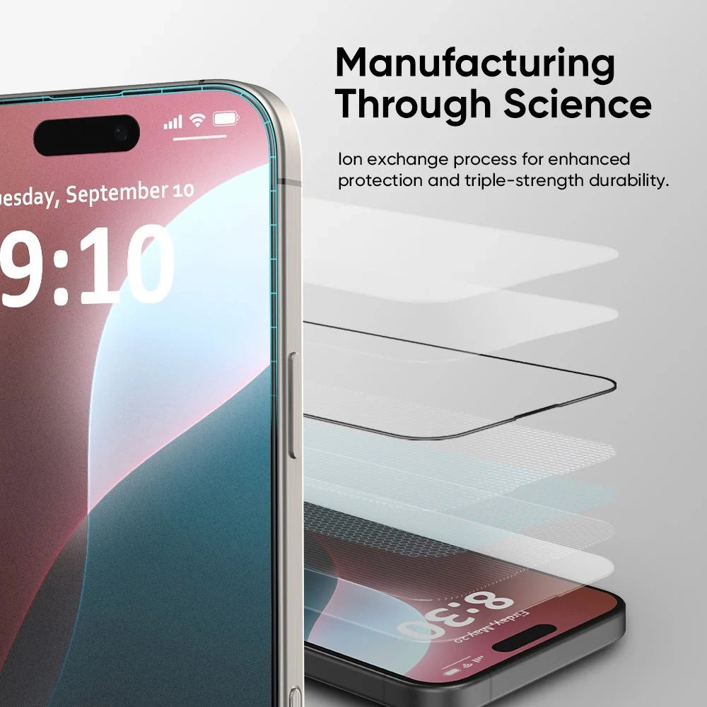 Película Protetora de Ecrã Anank 5X Reforçada Invisível para Apple iPhone 17 Pro, Vidro Temperado, Full Glue, 3D, Preta