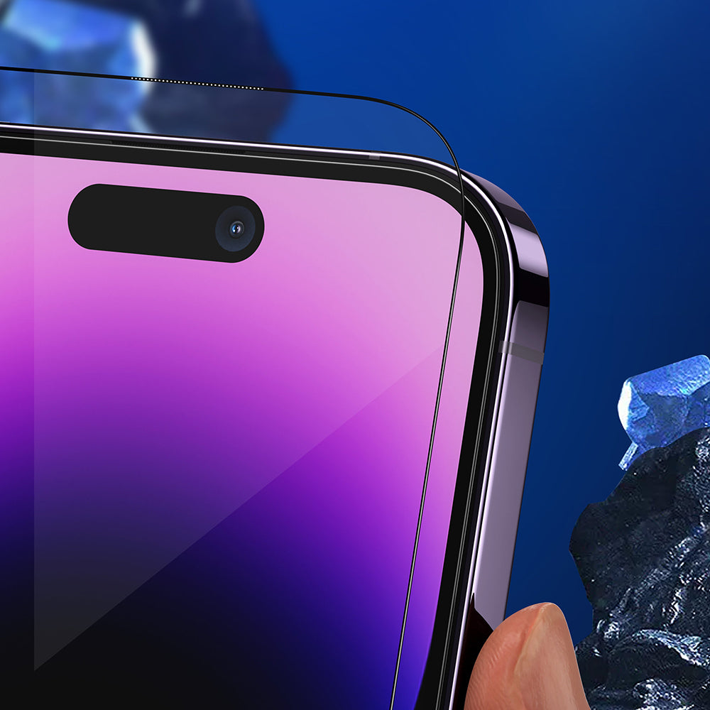 Película protetora de ecrã Blueo Anti-Broken para Apple iPhone 16 Plus / 15 Plus / 14 Pro Max, Vidro Temperado, Cola Total, Preta