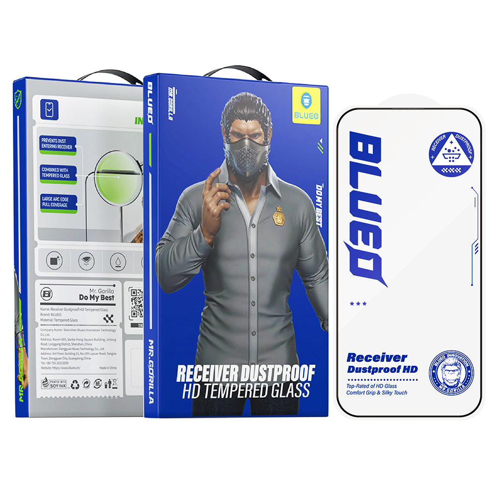 Película protetora de ecrã Blueo Anti-Pó HD para Apple iPhone 11 Pro Max / XS Max, Vidro Temperado, Cola Total, Preta