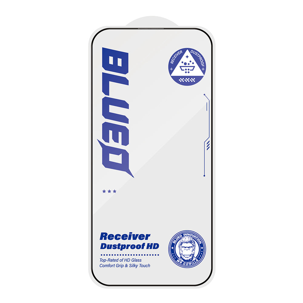 Película protetora de ecrã Blueo Anti-Pó HD para Apple iPhone 15 Pro Max, Vidro Temperado, Cola Total, Preta