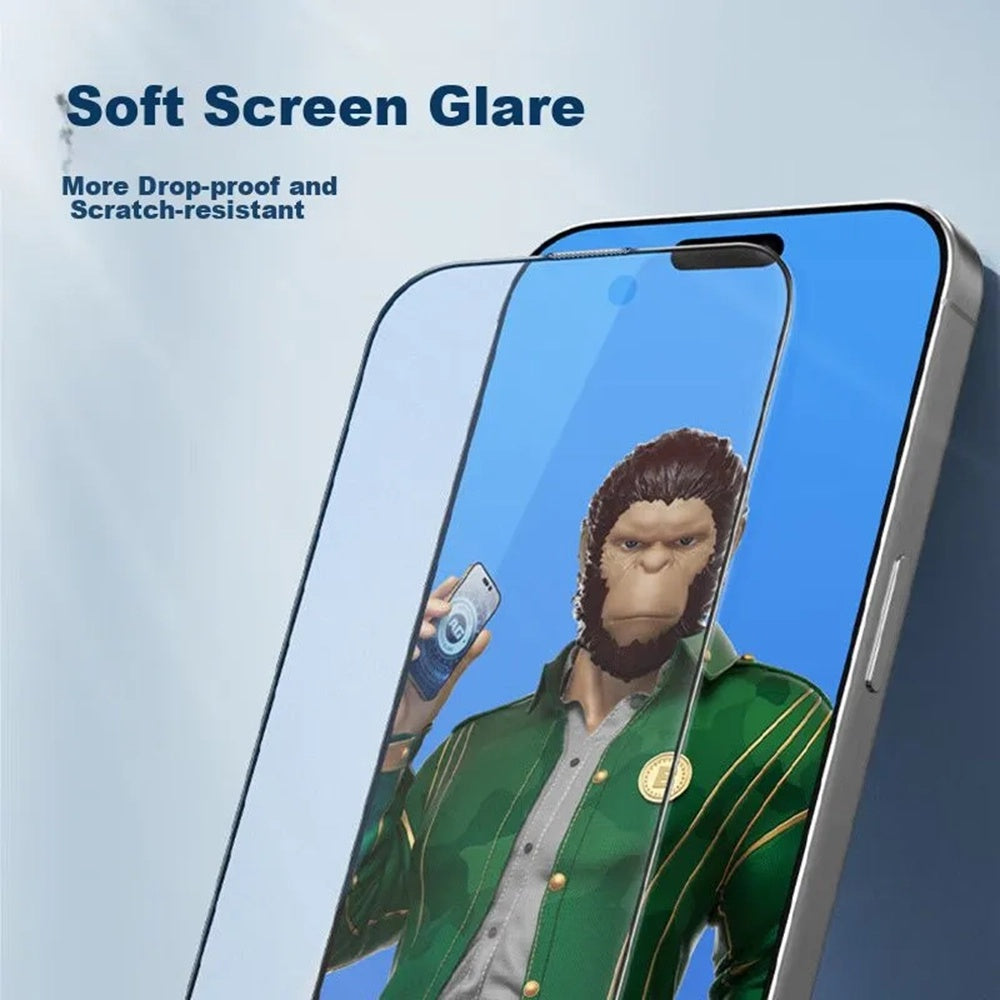 Película protetora de ecrã Blueo Anti-Glare para Apple iPhone 14 Pro Max, Vidro Temperado, Cola Total, Preta