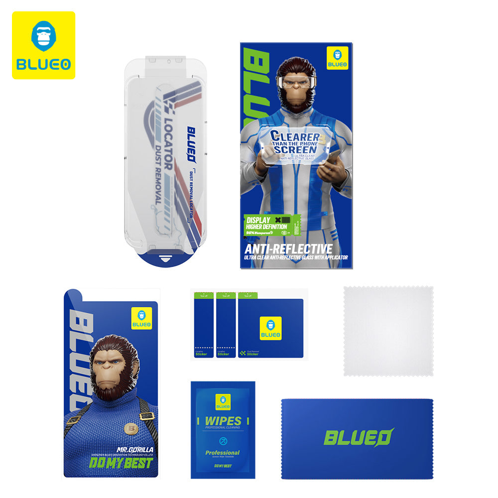 Película protetora de ecrã Blueo Anti-Reflexo HD Applicator Pro para Apple iPhone 15 Pro, Vidro Temperado, Cola Total, Preta