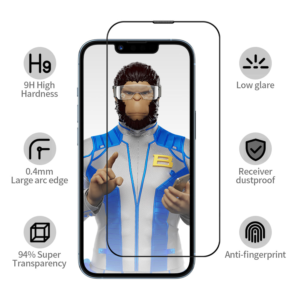 Película protetora de ecrã Blueo Anti-Reflexo HD Applicator Pro para Apple iPhone 16 Pro Max, Vidro Temperado, Cola Total, Preta
