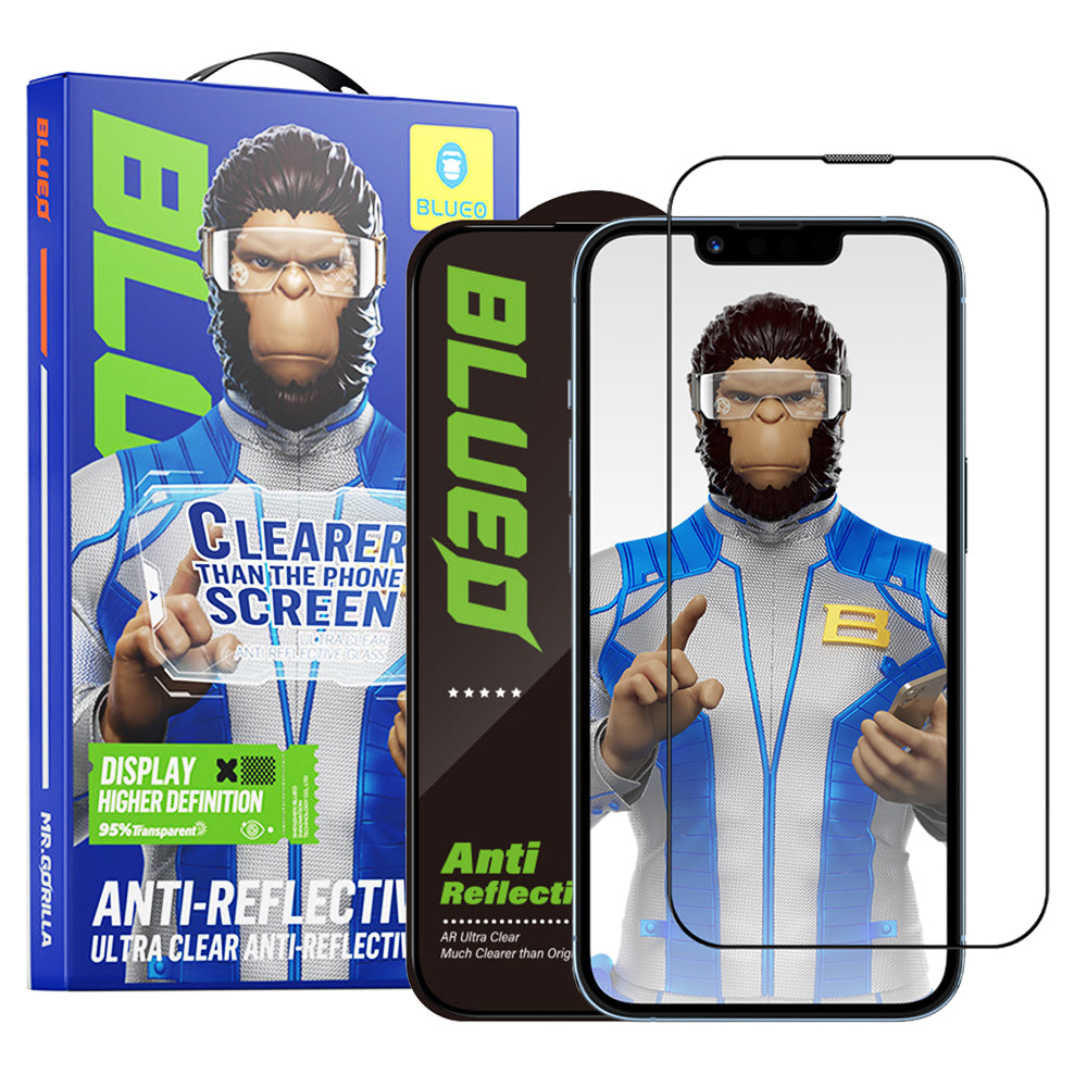 Película protetora de ecrã Blueo Anti-Reflexo HD para Apple iPhone 14 Plus / 13 Pro Max, Vidro Temperado, Cola Total, Preta