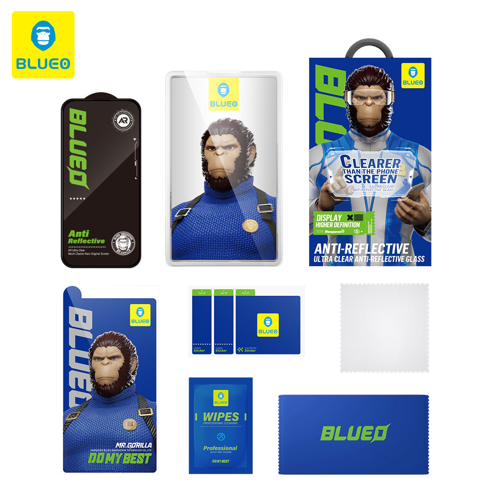 Película protetora de ecrã Blueo Anti-Reflexo HD para Apple iPhone 14 Plus / 13 Pro Max, Vidro Temperado, Cola Total, Preta