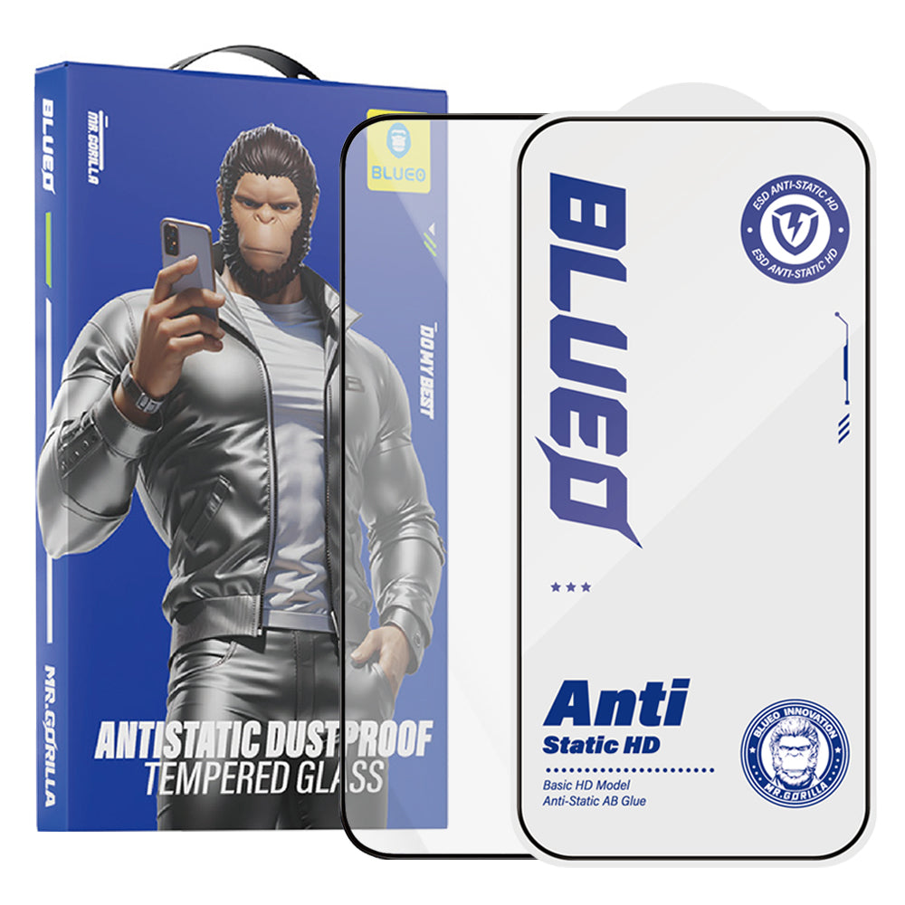 Película protetora de ecrã Blueo Anti-Estática HD para Apple iPhone 14 Pro Max, Vidro Temperado, Cola Total, Preta