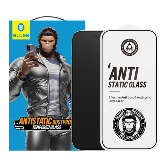 Blueo Anti-Static HD Screen Protector for Apple iPhone 17 Air, Tempered Glass, Full Glue, Black