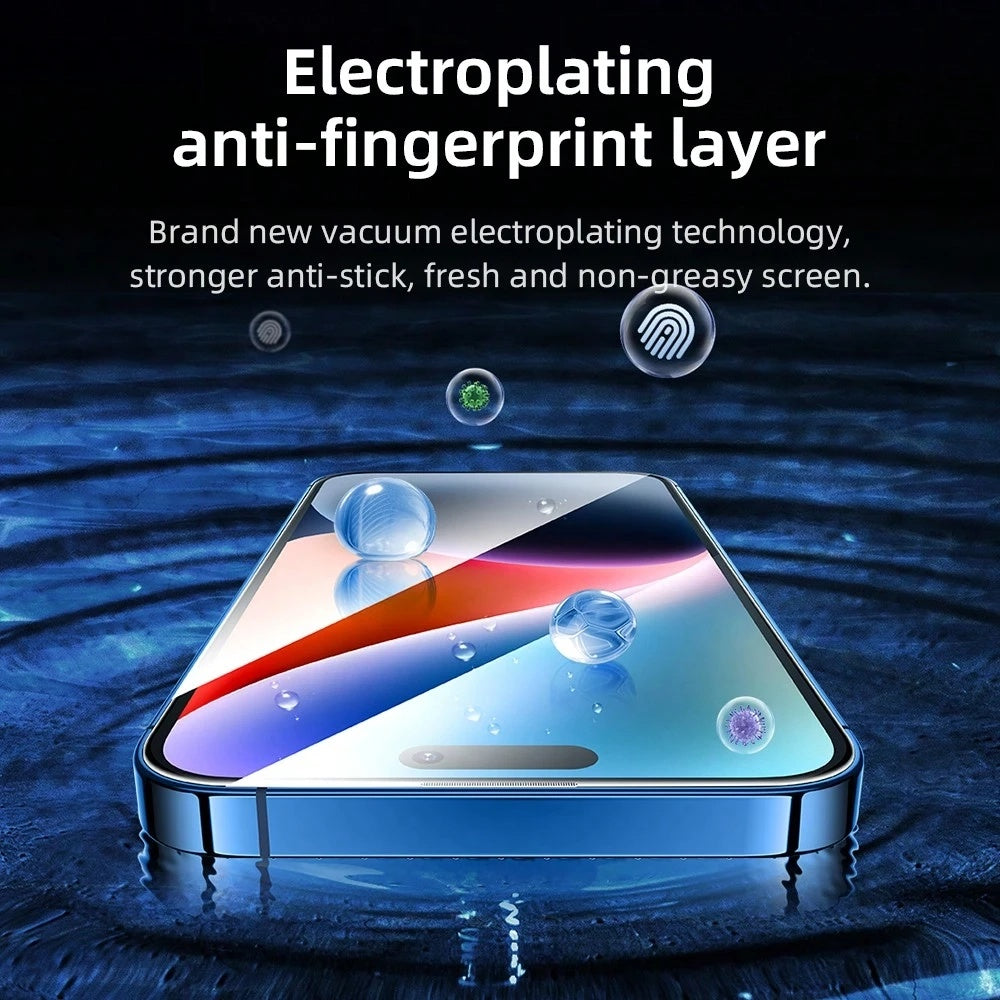 Película protetora de ecrã Blueo AR Applicator Pro para Apple iPhone 16 Pro, Vidro Temperado, Cola Total, 3D, Preta