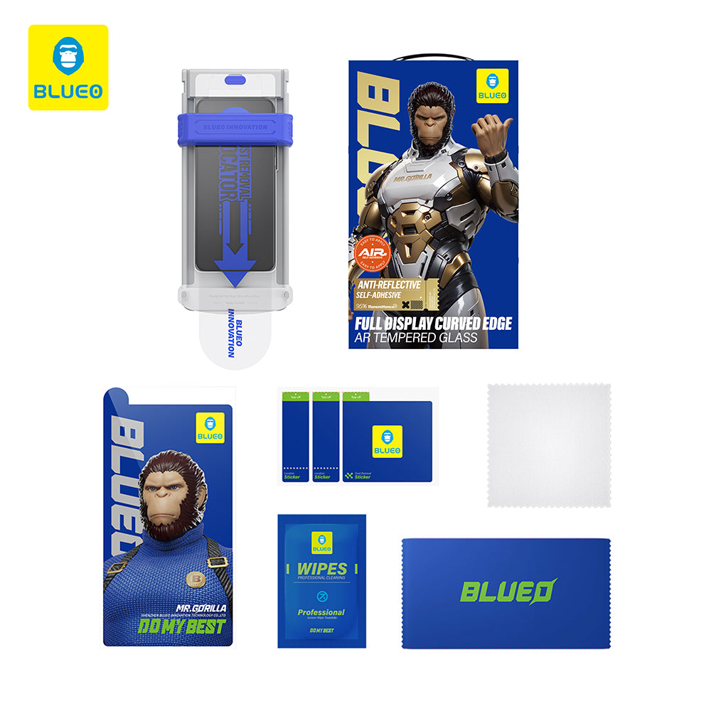 Película protetora de ecrã Blueo AR Applicator Pro para Apple iPhone 16 Pro, Vidro Temperado, Cola Total, 3D, Preta