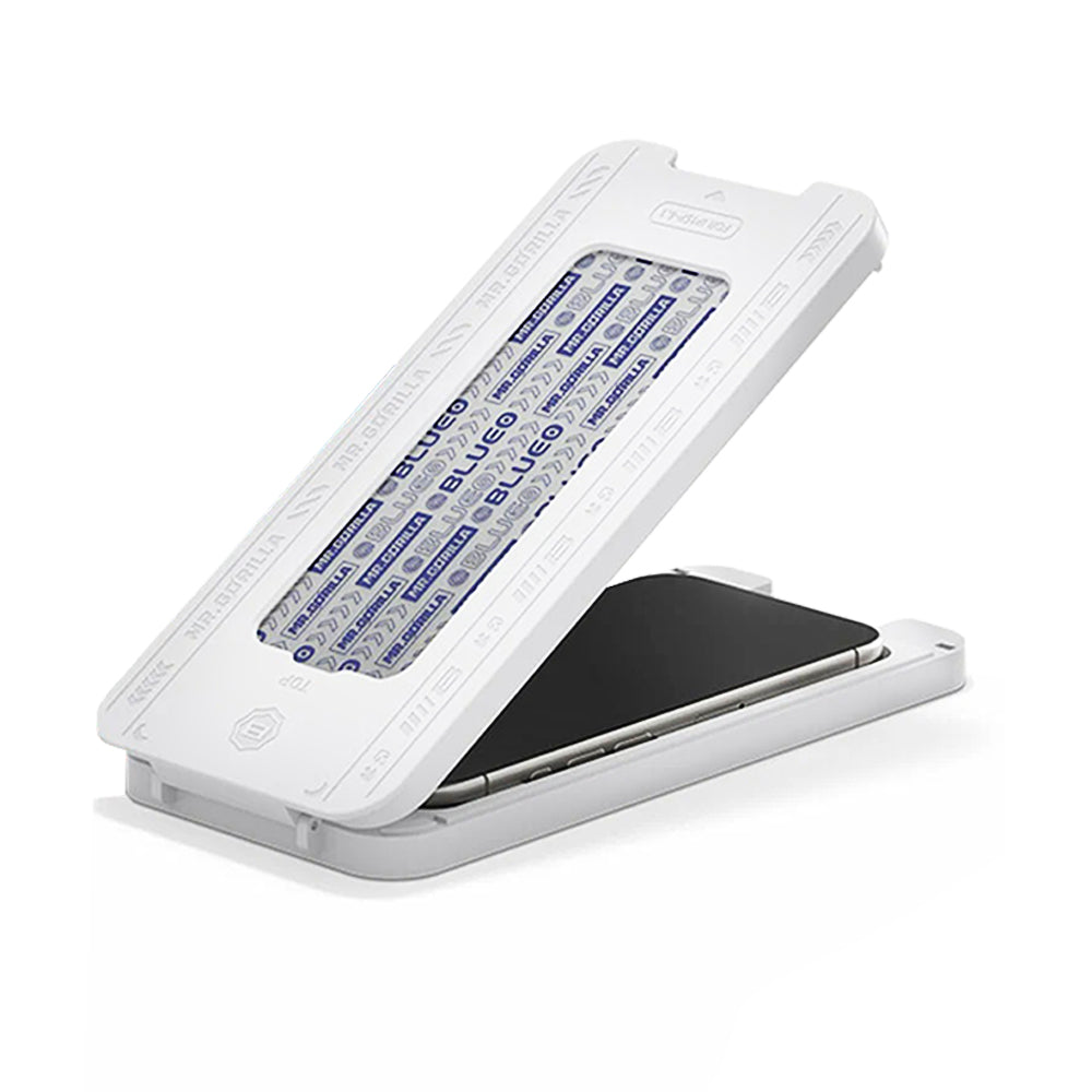 Película protetora de ecrã Blueo Crystal Anti-Riscos com aplicador para Apple iPhone 15 Pro Max, vidro temperado, cola total, preta