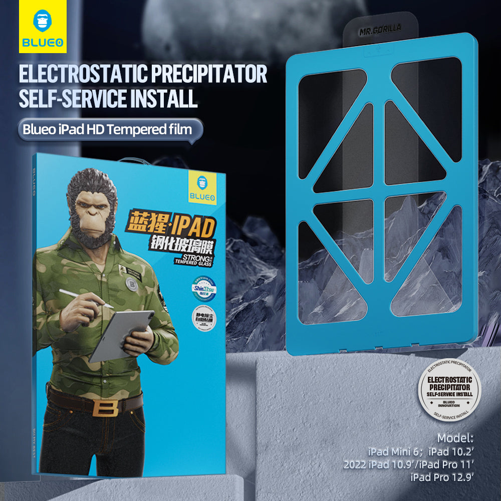 Película protetora de ecrã Blueo HD Applicator Pro para Apple iPad mini (2024) / mini (2021), Vidro Temperado, Cola Total