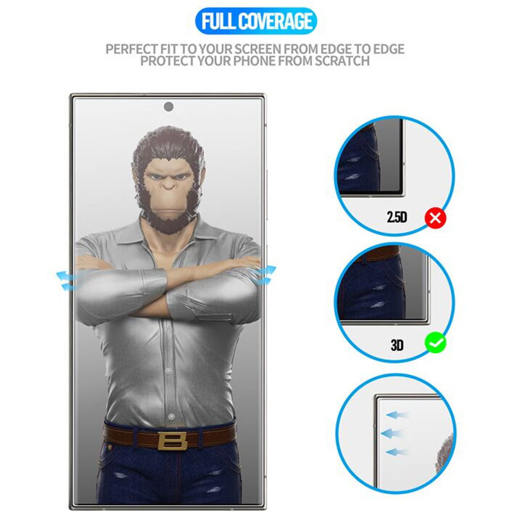 Película protetora de ecrã Blueo HD Applicator Pro para Apple iPhone 16 Pro Max, Vidro Temperado, Cola Total, 3D, Preta