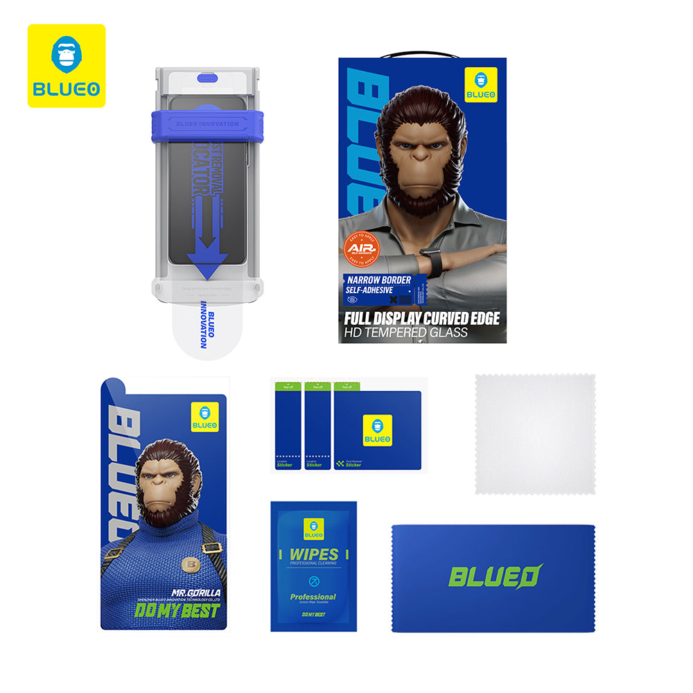 Película protetora de ecrã Blueo HD Applicator Pro para Apple iPhone 16 Pro Max, Vidro Temperado, Cola Total, 3D, Preta