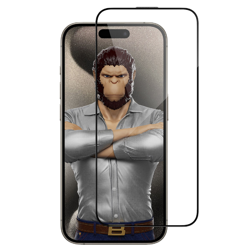 Película protetora de ecrã Blueo HD para Apple iPhone 16 Pro Max, Vidro Temperado, Cola Total, 3D, Preta