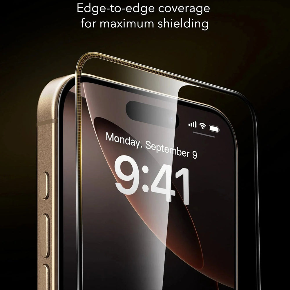 Película Protetora de Ecrã ESR Corning UltraFit para Apple iPhone 17 Pro Max, Vidro Temperado, Full Glue, Conjunto de 3 peças, Preta