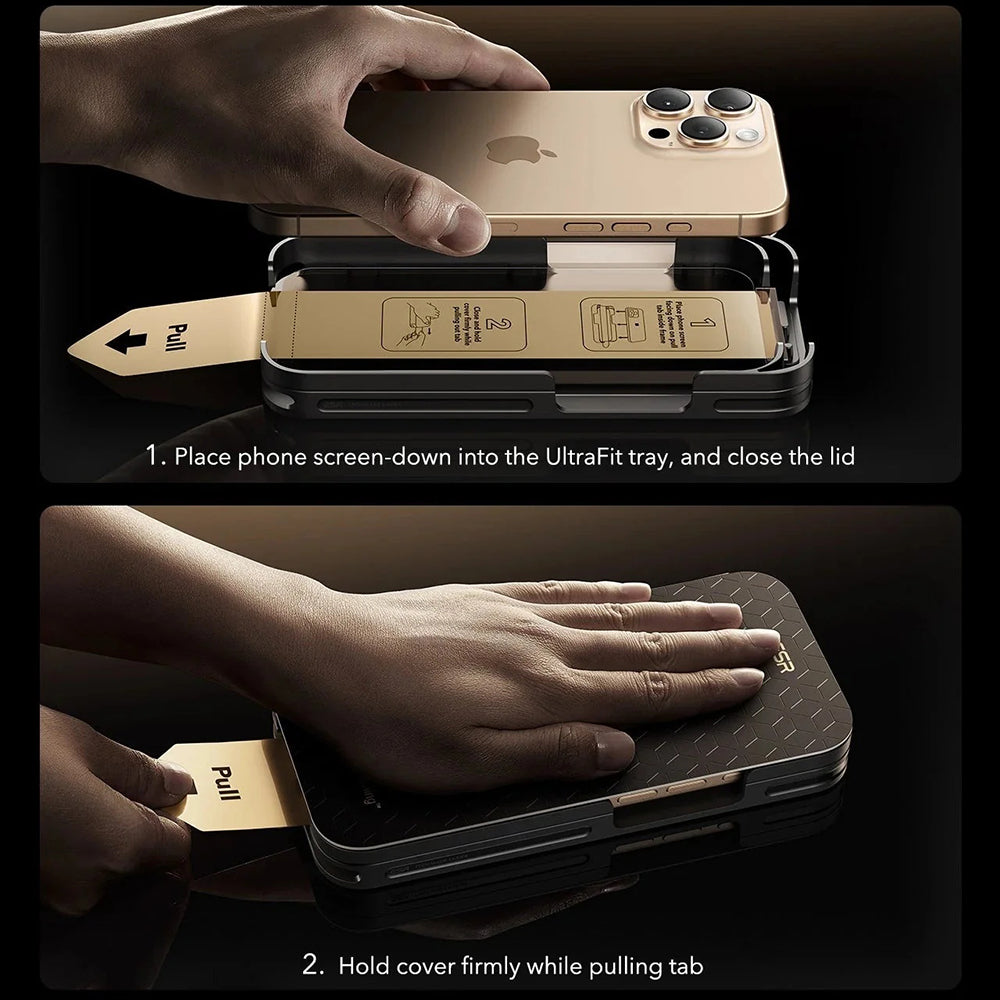 Película Protetora de Ecrã ESR Corning UltraFit para Apple iPhone 17 Pro Max, Vidro Temperado, Full Glue, Conjunto de 3 peças, Preta