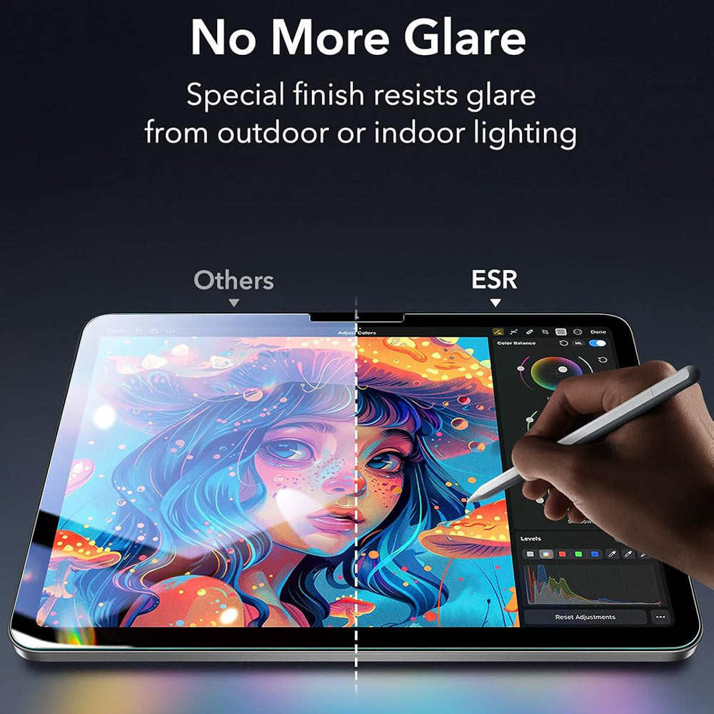 Película protetora de ecrã ESR Armorite Paper Feel UltraFit para Apple iPad Air 13 (2026) / Air 13 (2025) / Air 13 (2024), Vidro Temperado, Cola Total