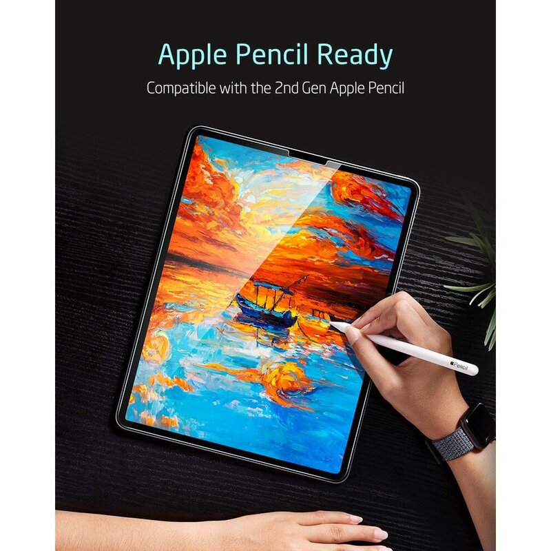 ESR Screen Protector for Apple iPad Pro 12.9 (2022) / Pro 12.9 (2021) / Pro 12.9 (2020), Tempered Glass, Full Glue, Set of 2 Pieces