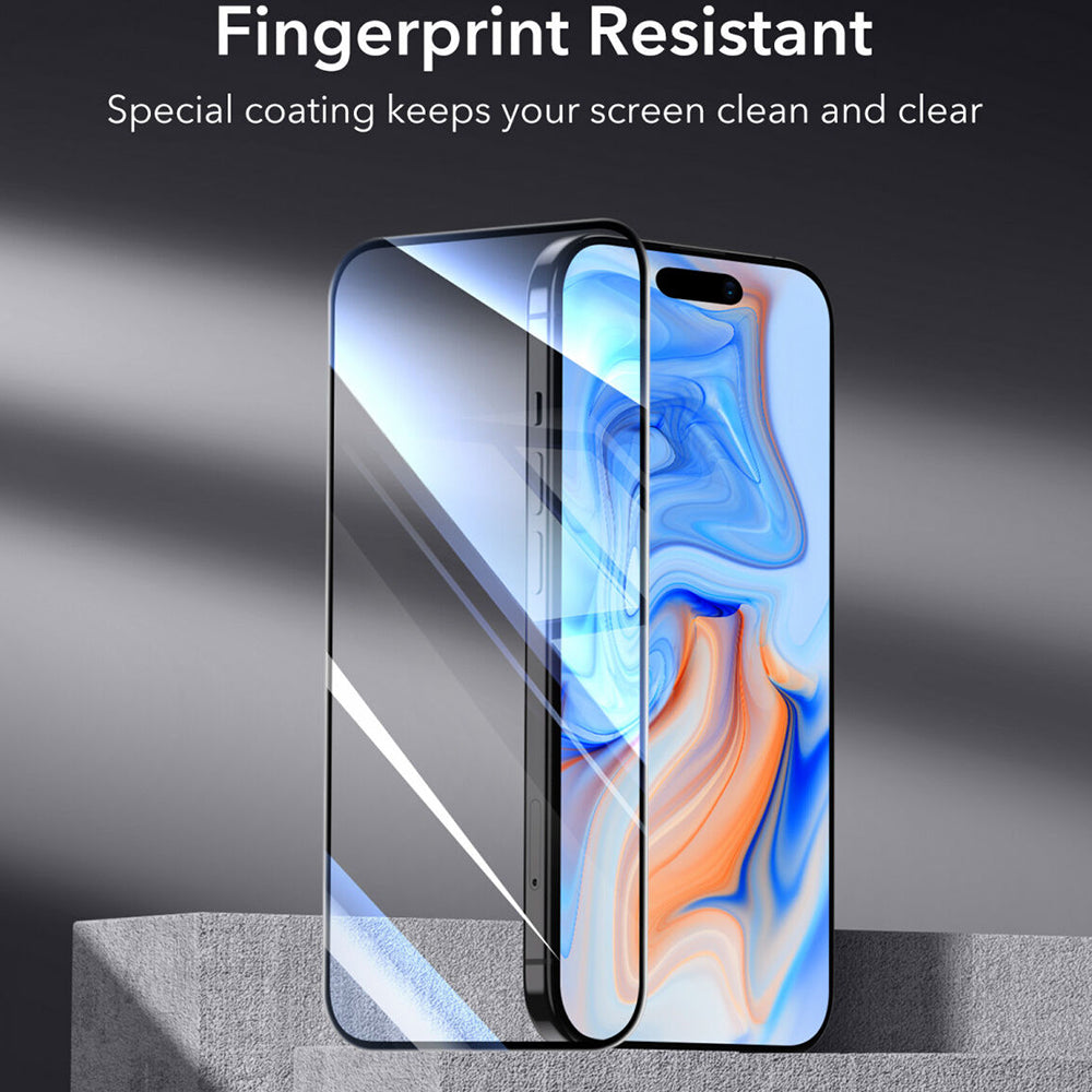 Película Protetora ESR para Apple iPhone 15, Vidro Temperado, Full Glue, Preta