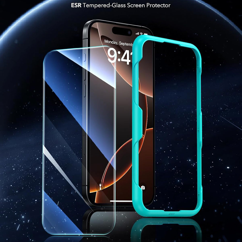 Película Protetora ESR para Apple iPhone 17 Pro, Vidro Temperado, Full Glue, Conjunto de 3 peças