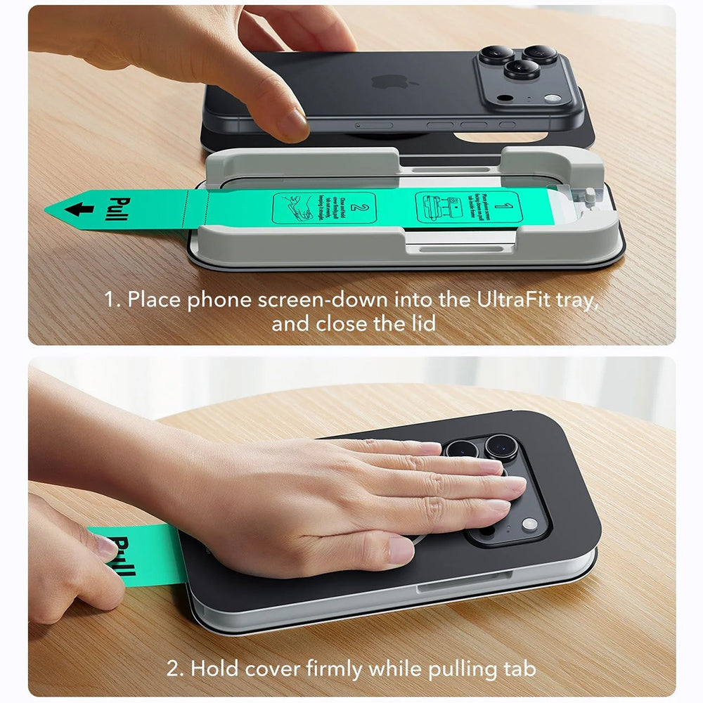 Película Protetora Ecran ESR UltraFit para Apple iPhone 17 Pro, Vidro Temperado, Full Glue, Conjunto de 3 peças
