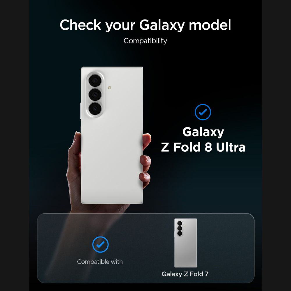 Película protetora Ecrã Exterior Privacy Spigen GlastR EZ FIT Pro HD para Samsung Galaxy Z Fold8 Ultra F976, Vidro Temperado, Conjunto de 2 unidades