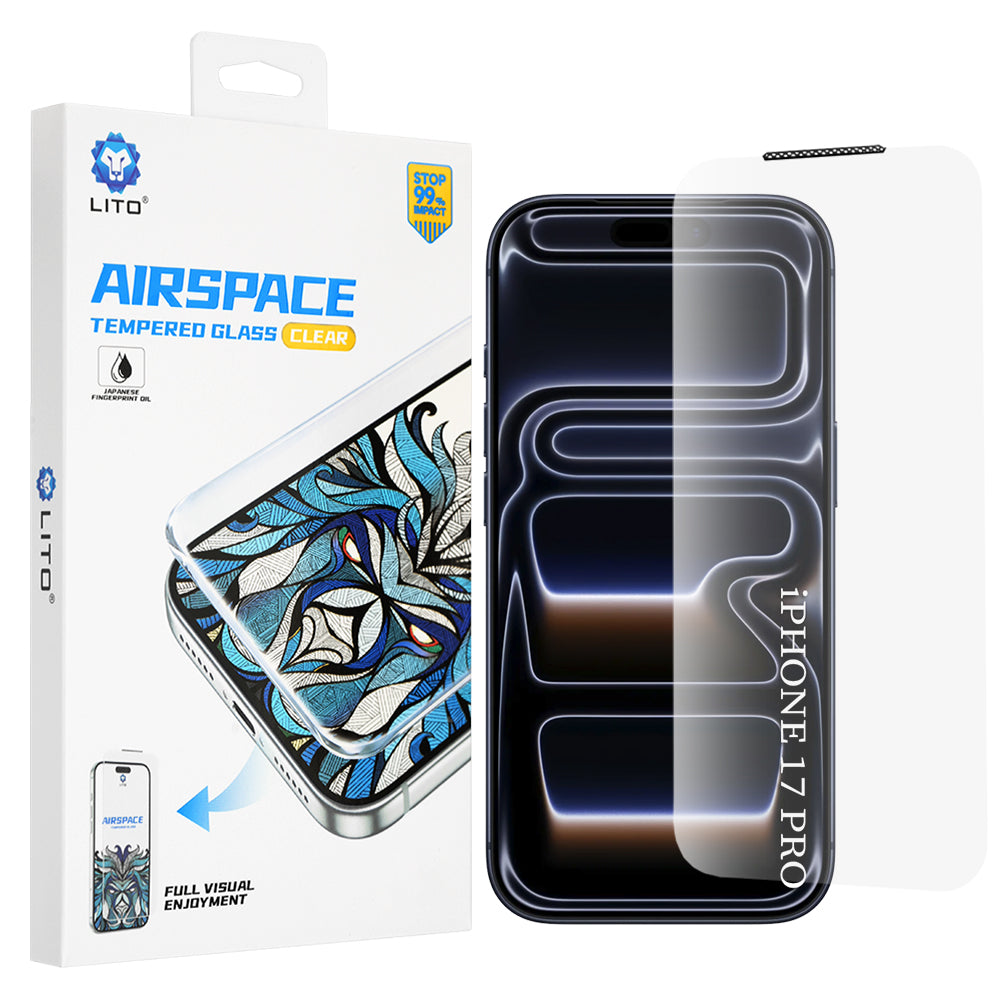 Película protetora de ecrã Lito Airspace Border para Apple iPhone 18 Pro / 17 Pro, Vidro Temperado, Cola Total
