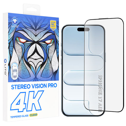 Película Protetora de Ecrã Lito D+ Max 4K para Apple iPhone 17 Air, Vidro Temperado, Full Glue, Preta