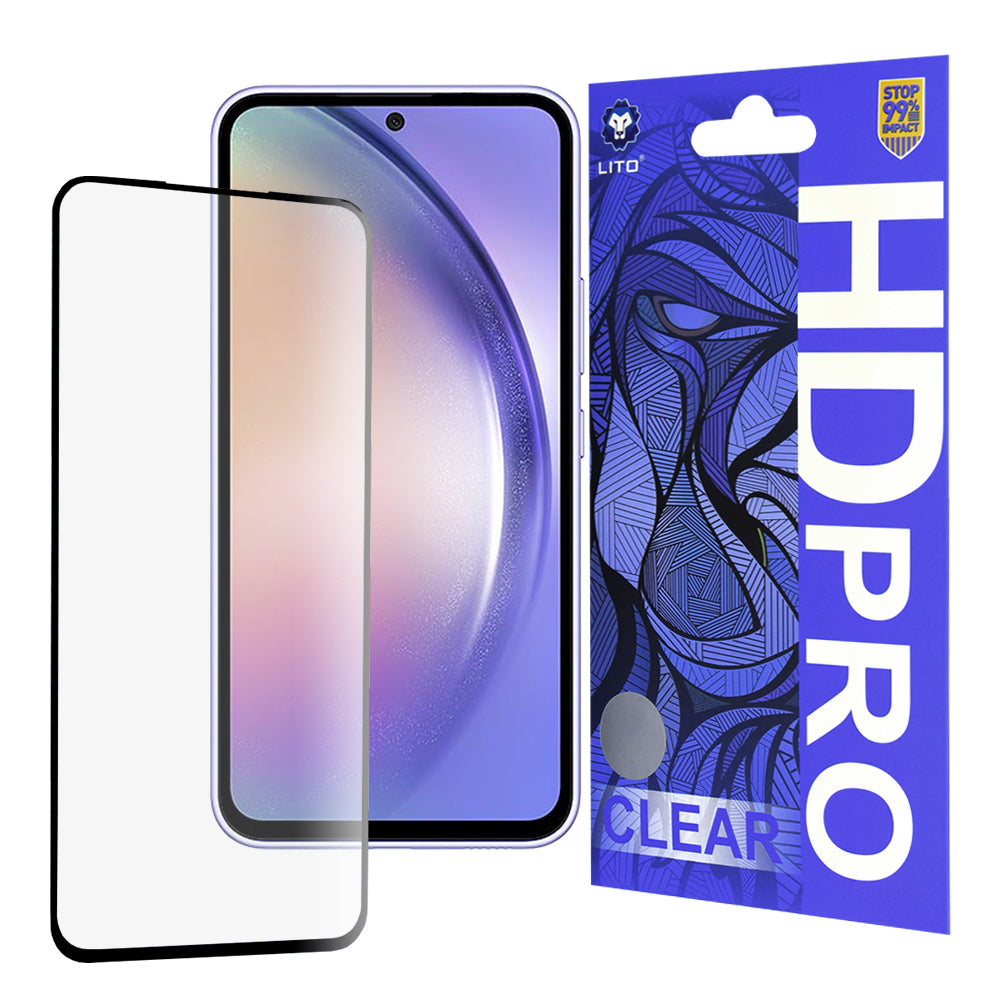 Película protetora de ecrã Lito HD Pro Clear para Samsung Galaxy A54 A546, Vidro Temperado, Cola Total, Preta