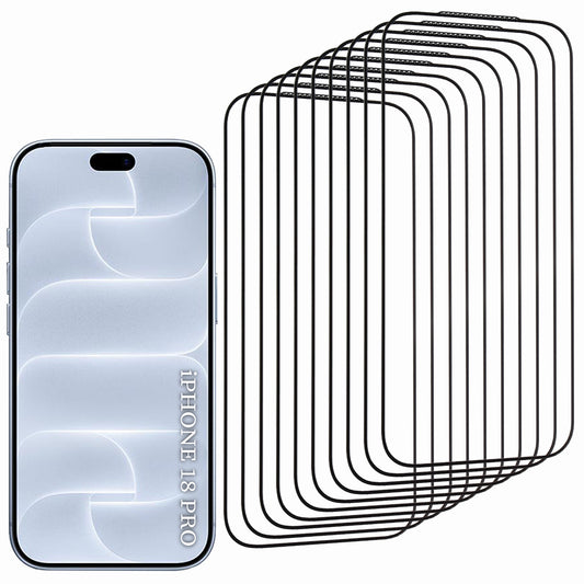 Película de proteção de ecrã Lito HD Pro para Apple iPhone 18 Pro / 17 Pro, vidro temperado, adesivo integral, conjunto de 10 unidades, preta