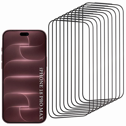 Película de proteção de ecrã Lito HD Pro para Apple iPhone 18 Pro Max / 17 Pro Max, vidro temperado, adesivo integral, conjunto de 10 unidades, preta