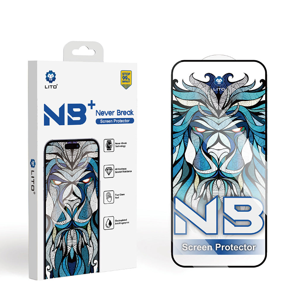 Película Protetora de Ecrã Lito NB para Apple iPhone 17 Pro Max, Vidro Temperado, Full Glue, Preta
