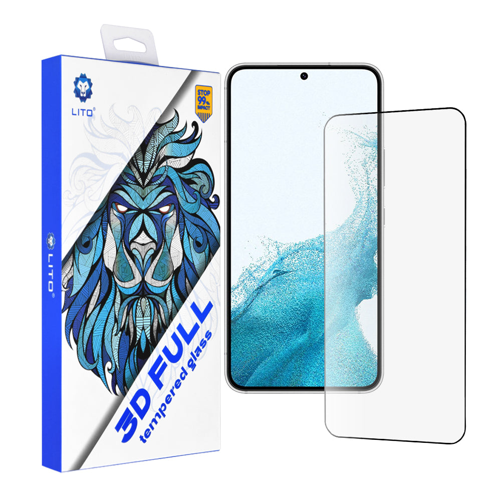 Película protetora de ecrã Lito para Samsung Galaxy S23 S911 / S22 5G S901, Vidro Temperado, Cola Total, 3D, Preta