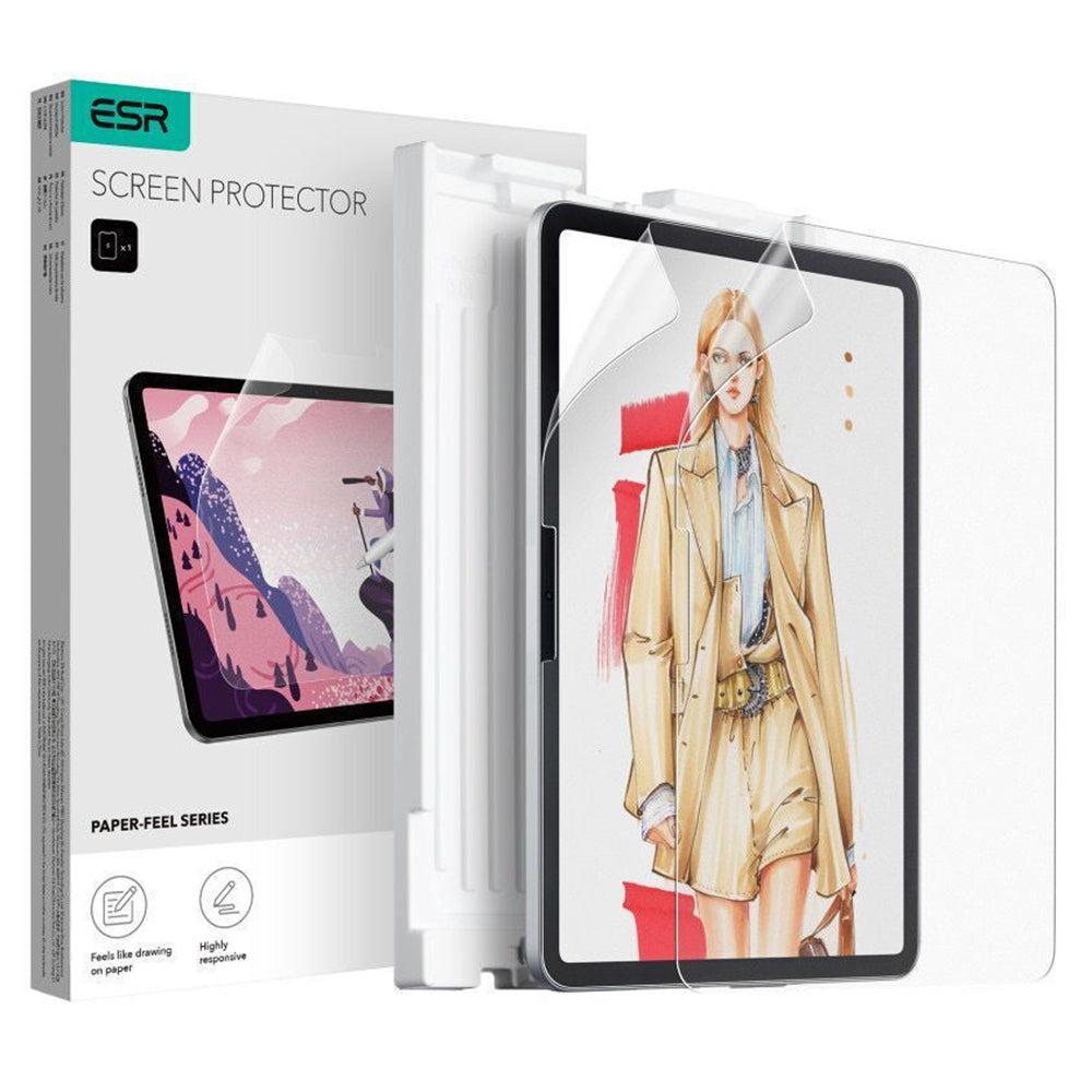 Película Protetora de Ecrã Matte ESR Paper Feel para Apple iPad Air 13 (2025) / Air 13 (2024), Plástico, Cola Total, Conjunto de 2 peças