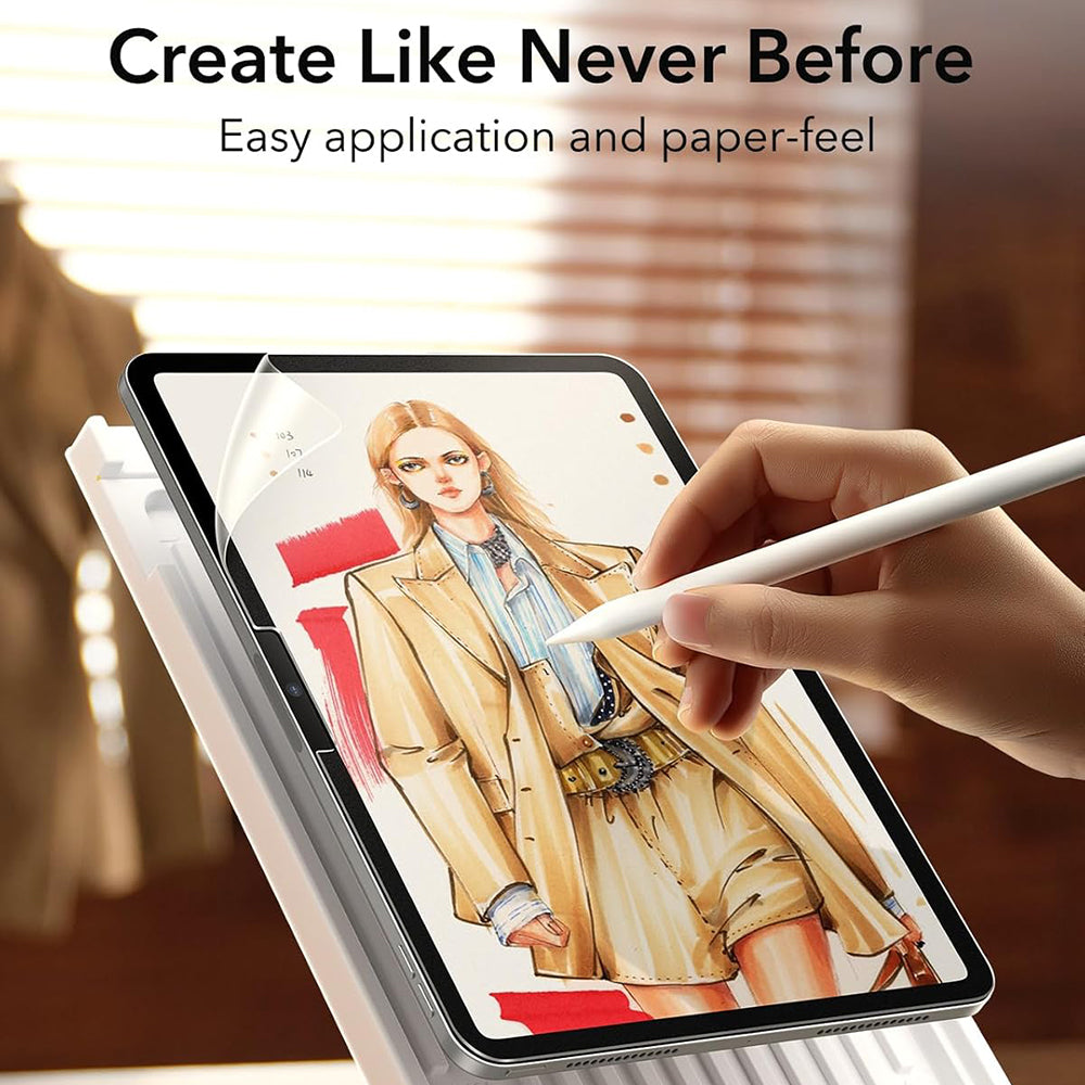Película Protetora de Ecrã Matte ESR Paper Feel para Apple iPad Air 13 (2025) / Air 13 (2024), Plástico, Cola Total, Conjunto de 2 peças
