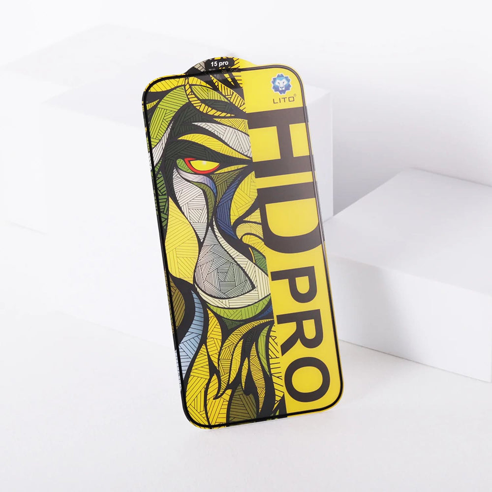 Película protetora de ecrã Matte Lito HD Pro para Apple iPhone 16 Pro Max, Vidro Temperado, Cola Total, Preta