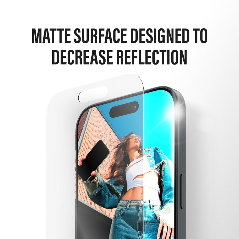 Película Protetora de Ecrã Matte PanzerGlass Armor EasyAligner para Apple iPhone 17 / 16 Pro, Vidro Temperado, Colagem Total
