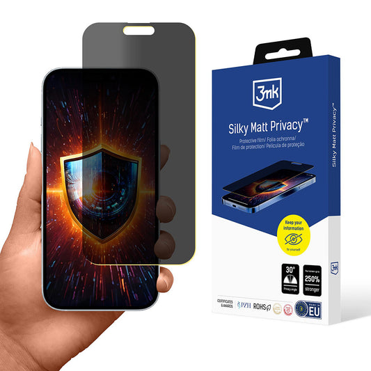 Película Protetora de Ecrã Matte Privacy 3MK Silky para Apple iPhone 17, Plástico